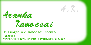 aranka kamocsai business card